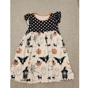 Penelope Plumm Dress Girls 6 Halloween‎ Witch Ghost Bat Pumpkin Print Polka Dot